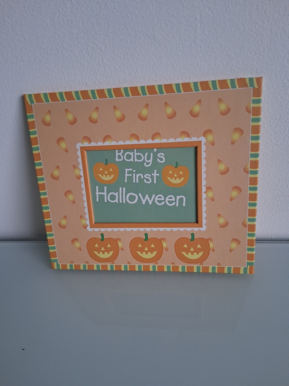 Baby's First Halloween Photo Frame - Orange Pumpkin Design